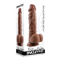Evolved 8" Realistic Dildo w/Balls - Dark