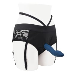 Gender X Snuggle Up Dual Motor Strap On Vibe w/Harness - Blue