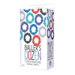 The 9's Baller's Dozen Beaded 12pc Cockring Set - Asst. Colors