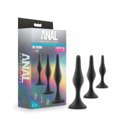Blush Anal Adventures Platinum Silicone Beginner Plug Kit - Black