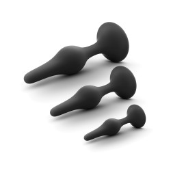 Blush Anal Adventures Platinum Silicone Beginner Plug Kit - Black