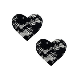 Neva Nude Lace Heart Pasties - Black O/S