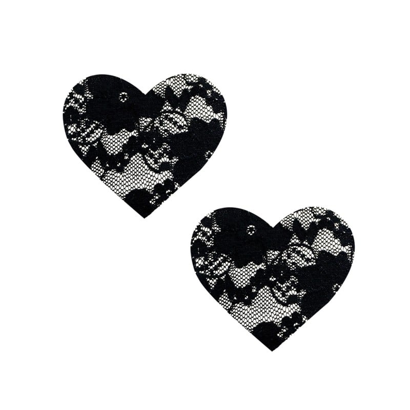 Neva Nude Lace Heart Pasties - Black O/S Neva Nude Lace Heart Pasties - Black O/S