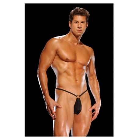 Male Power G-String w/Front Ring Black O/S