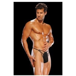 Male Power G-String w/Straps & Rings Black S/M