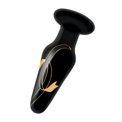 Secret Kisses 4" Handblown Glass Plug - Black/Gold