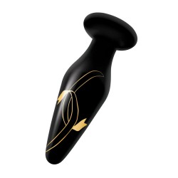 Secret Kisses 4.5" Handblown Glass Plug - Black/Gold
