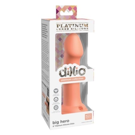 Dillio Platinum 6" Big Hero Silicone Dildo - Peach