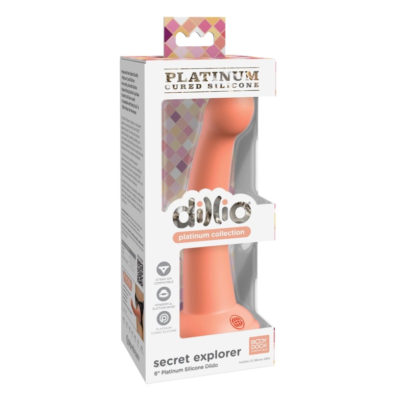 Dillio Platinum 6" Secret Explorer Silicone Dildo - Peach Dillio Platinum 6" Secret Explorer Silicone Dildo - Peach