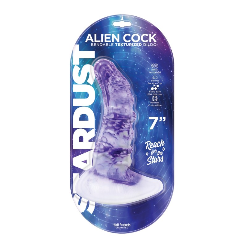 Stardust Alien Cock Silicone Textured Dildo - Purple Stardust Alien Cock Silicone Textured Dildo - Purple