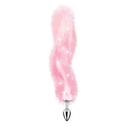 Foxy Tail Light Up Faux Fur Butt Plug - Pink
