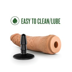 Blush Lock On 7.5" Hexanite Dildo w/Suction Cup Adapter - Mocha