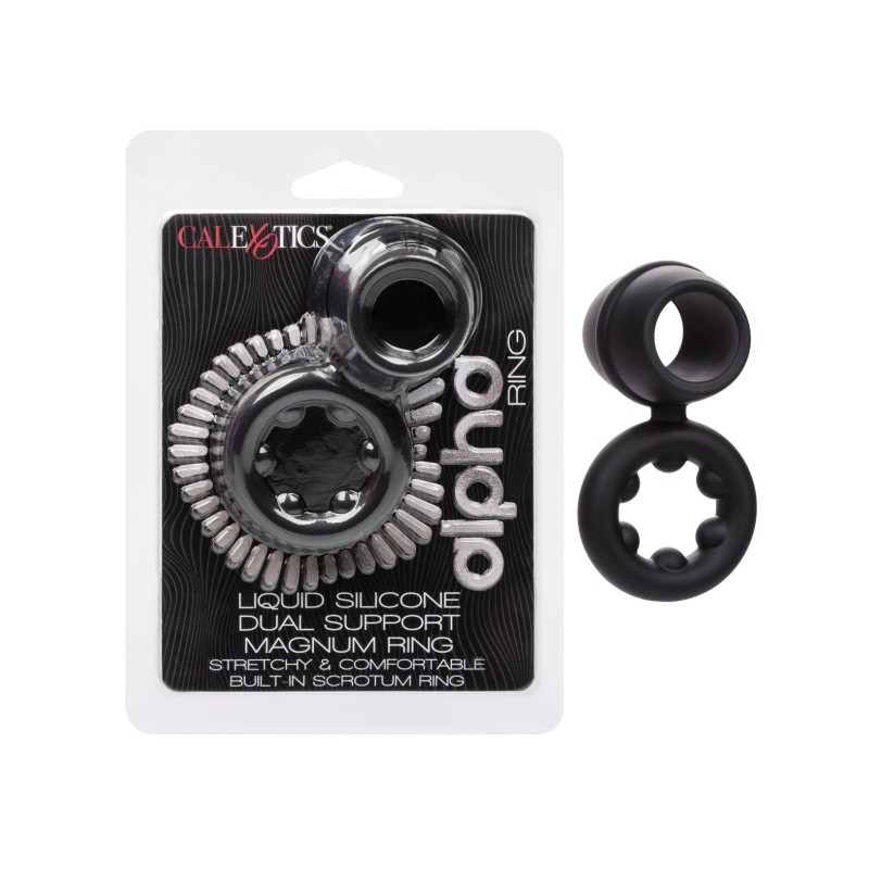 Alpha Liquid Silicone Dual Magnum Ring - Black Alpha Liquid Silicone Dual Magnum Ring - Black