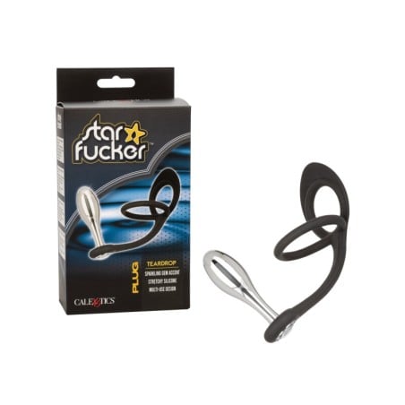 Star Fucker Teardrop Gem Plug w/Silicone Enhancer - Black