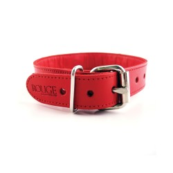 Rouge Leather O Ring Studded Collar - Red