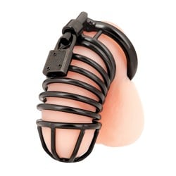 Blue Line Deluxe Chastity Cage - Black