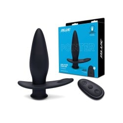 Blue Line Vibrating Anal Plug Pointer w/Remote - Black