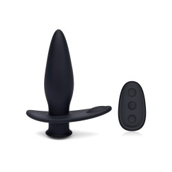 Blue Line Vibrating Anal Plug Pointer w/Remote - Black