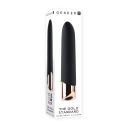 Gender X The Gold Standard Rechargeable Silicone Bullet - Black/Rose Gold