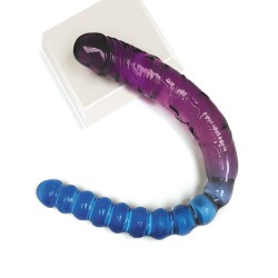 Shades Jelly TPR Gradient Double Dong - Blue/Violet