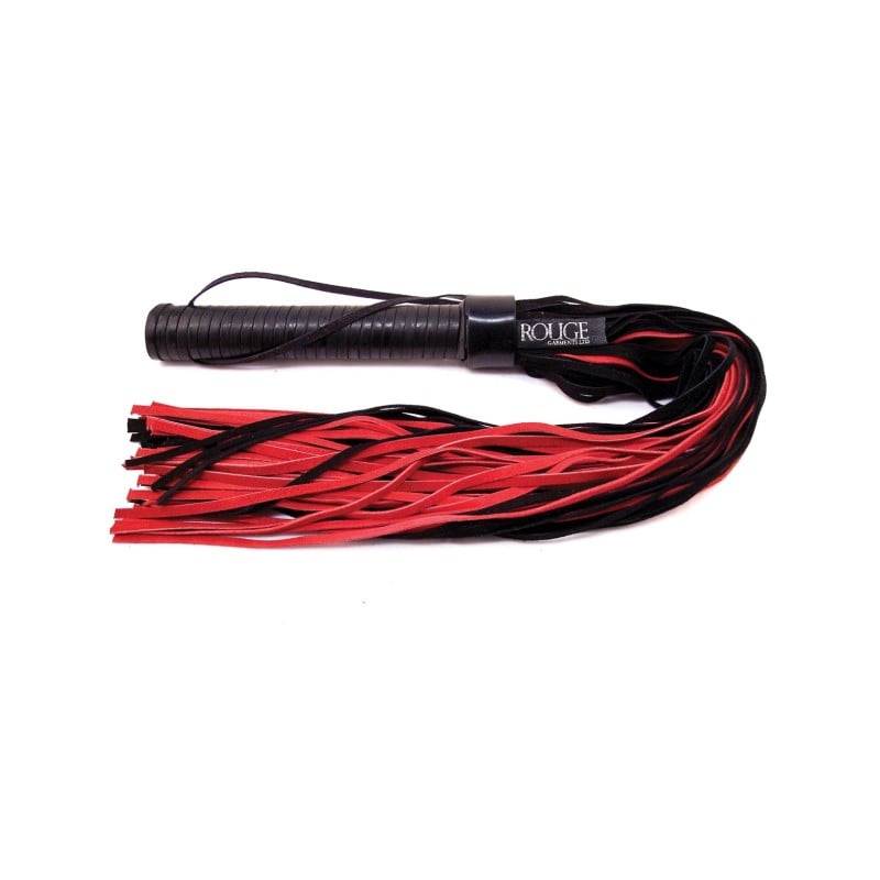Rouge Suede Flogger w/Leather Handle - Black/Red Rouge Suede Flogger w/Leather Handle - Black/Red