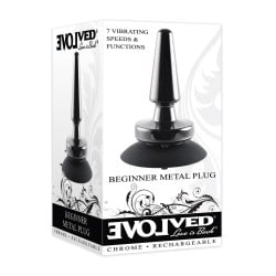 Evolved Beginner Vibrating Rechargeable Metal Plug - Black