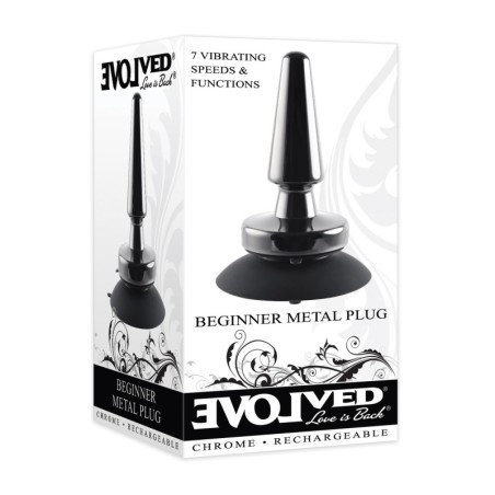 Evolved Beginner Vibrating Rechargeable Metal Plug - Black