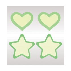 Peekaboos Glow in the Dark Hearts & Stars - Green 2 Pairs