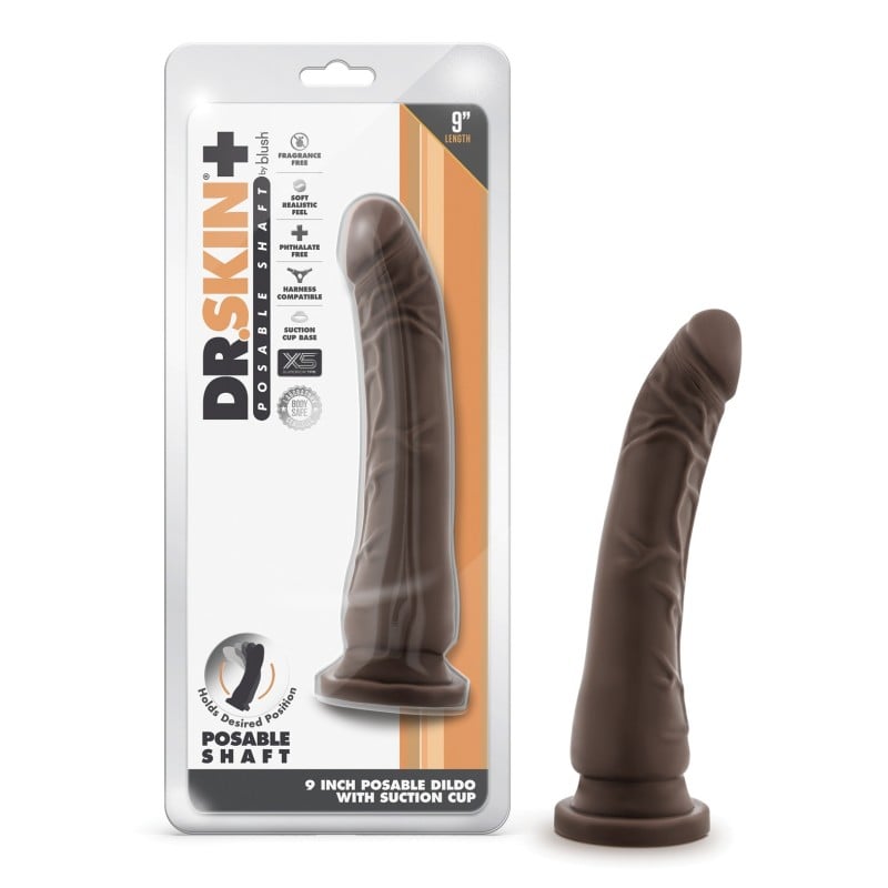 Blush Dr. Skin Plus 9" Posable Dildo - Chocolate Blush Dr. Skin Plus 9" Posable Dildo - Chocolate