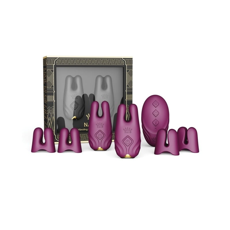 Zalo Nave Vibrating Nipple Clamps - Velvet Purple Zalo Nave Vibrating Nipple Clamps - Velvet Purple