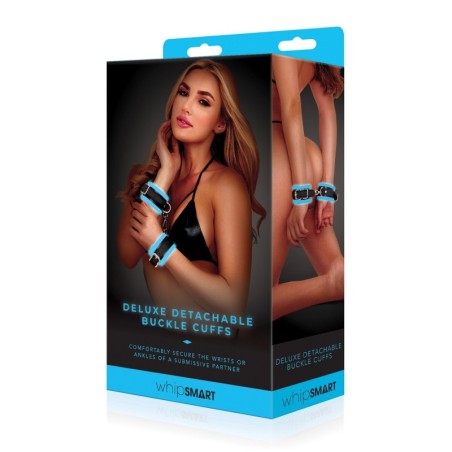 Whip Smart Glow in the Dark Deluxe Detachable Buckle Cuffs - Blue