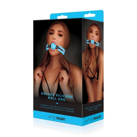 Whip Smart Glow in the Dark Deluxe Silicone Ball Gag - Blue