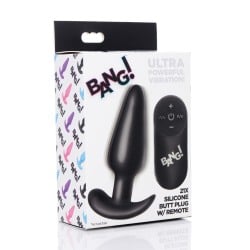 Bang! 21X Vibrating Silicone Butt Plug w/Remote - Black