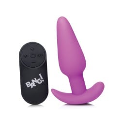 Bang! 21X Vibrating Silicone Butt Plug w/Remote - Purple