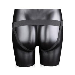 Shots Ouch 8" Ribbed Hollow Strap On w/Balls - Black